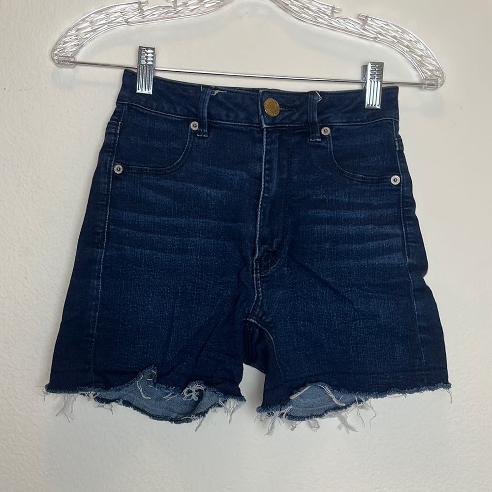 American Eagle Dark Denim Super Stretch Jean Shorts 0